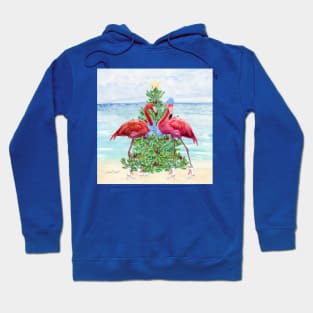 Coastal Christmas Flamingos A Hoodie